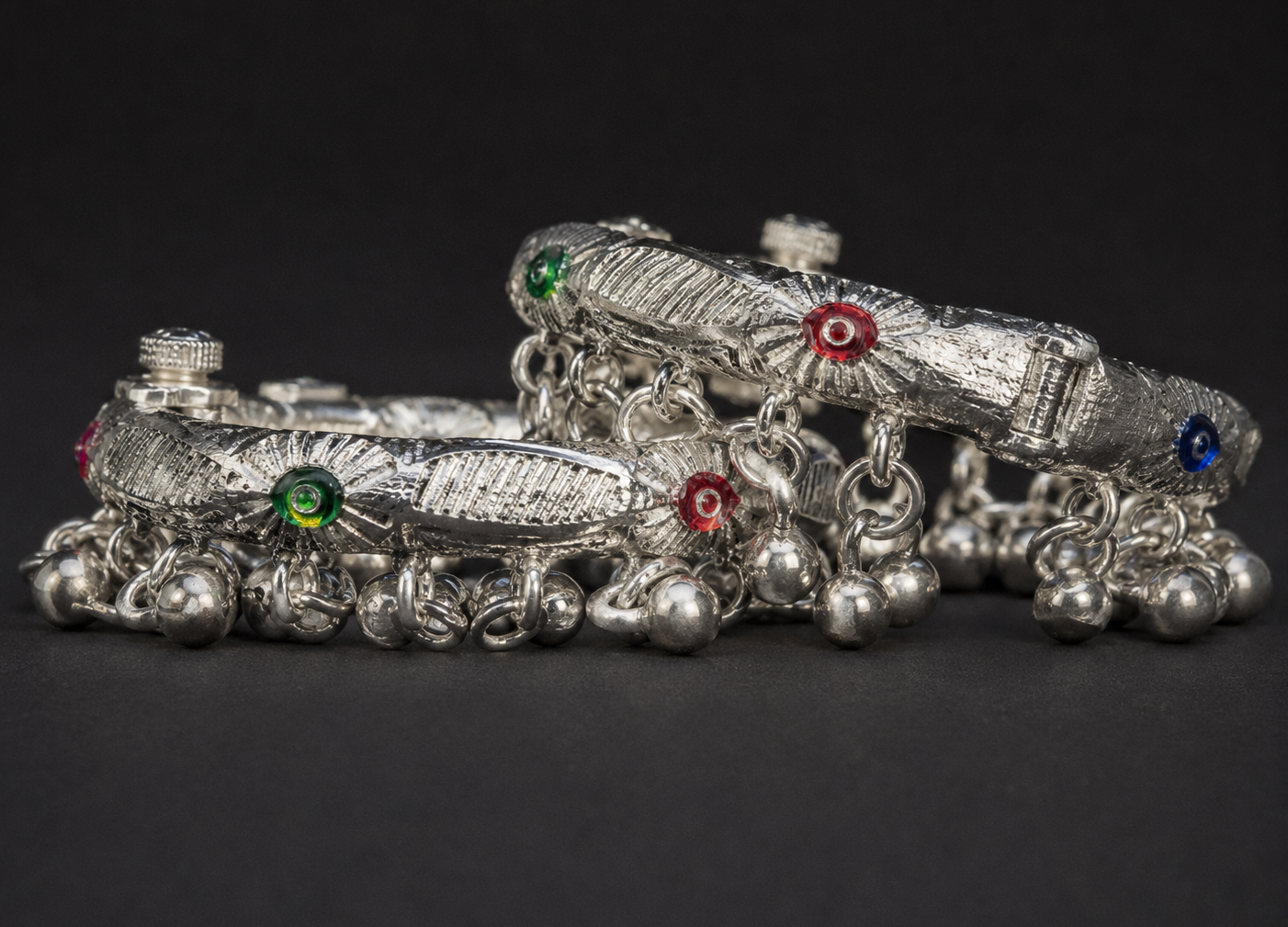 Gold plated silver jewellery collection showcase